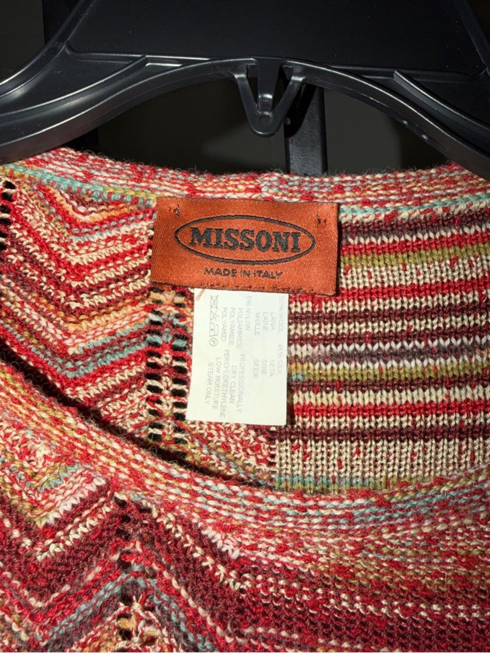 Missoni Red Multicolor Chevron Knit Long Sleeve Dress - Picture 2 of 5